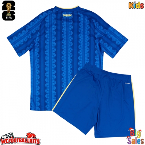 Sweden Replica Away Stadium Kit for Kids World Cup 2026 Short Sleeve (+ pants)